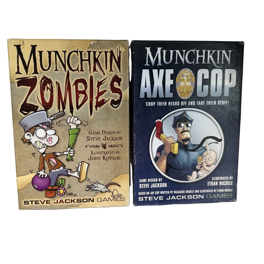 Steve Jackson Games Munchkin Zombies Axe Cop Card Game 2-Game Set & Bookmarks